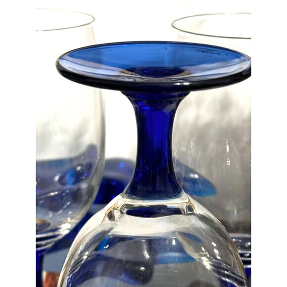 Princess House Cobalt Blue Stem Iced Tea Glass Set Of 4 - Picture 11 of 12